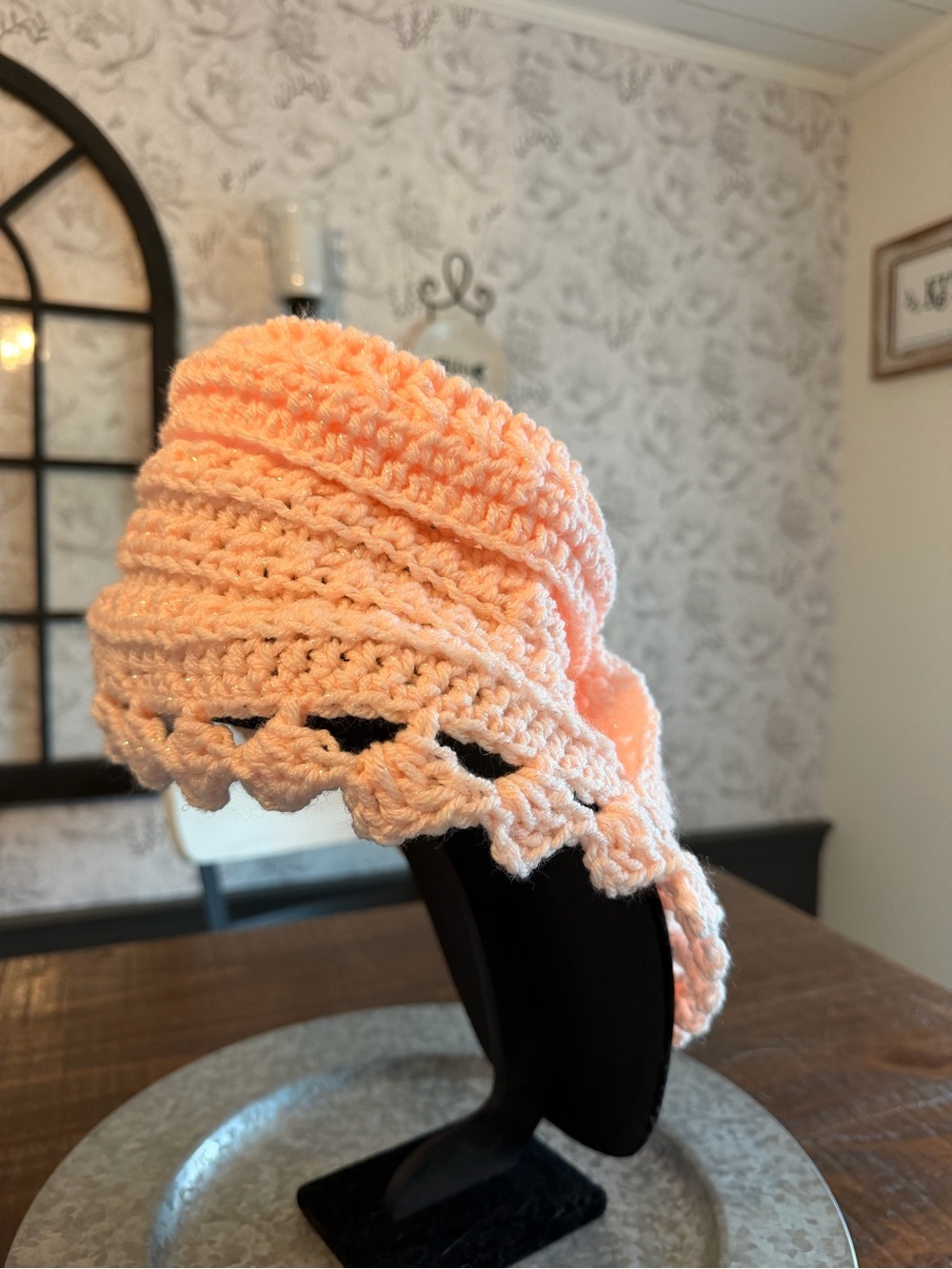 Women's Peach Crochet Cozy Cowl Neck Accessory NWOT - Picture 3 of 6